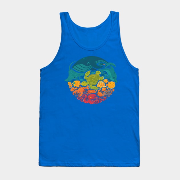 Marine Kaleidoscope: Colorful Underwater Circle Tank Top by ConnectingtoNature